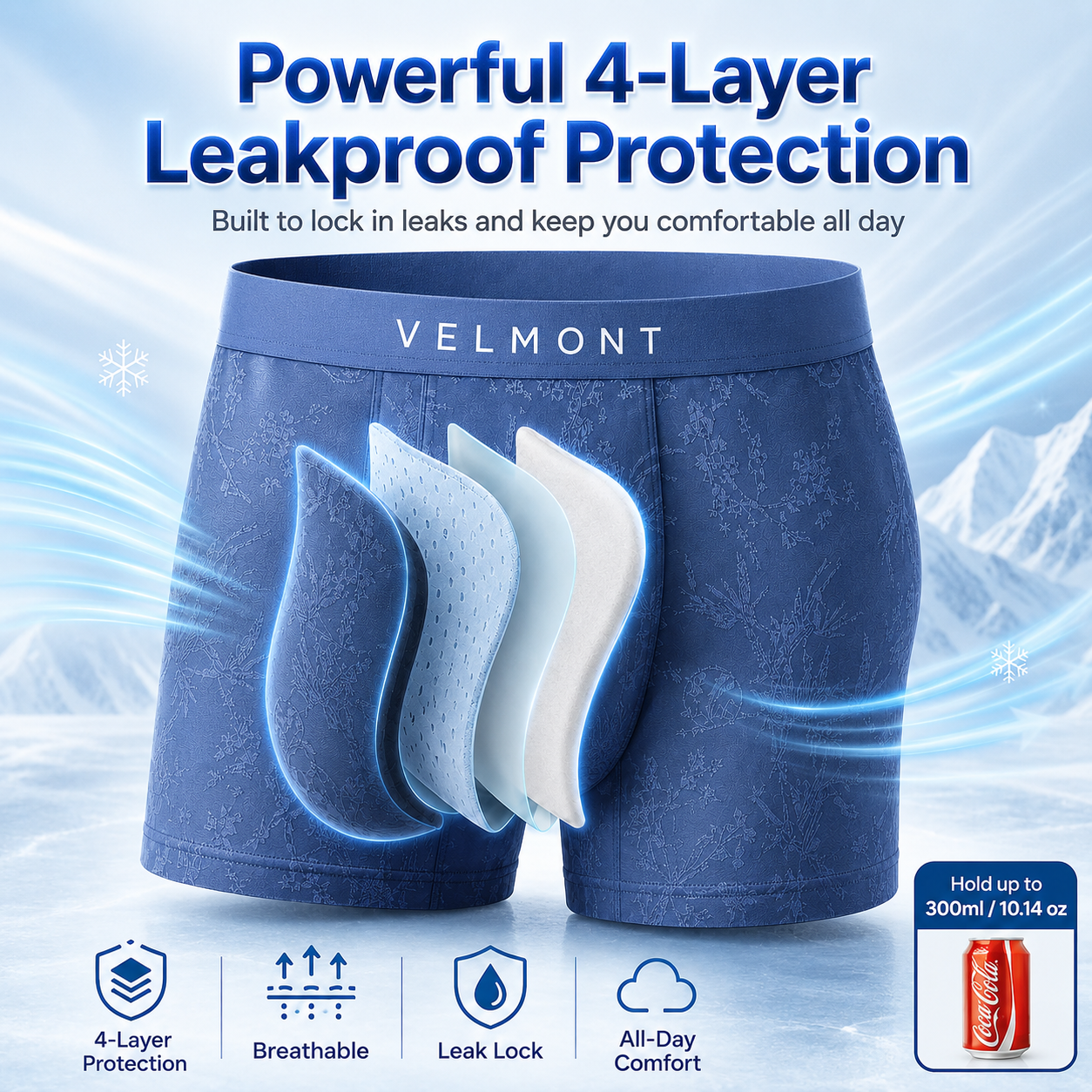 🌊 LAST DEAL 70% OFF 💥 Velmont™ Premium Leakproof Ice Silk Jacquard Men's Boxer