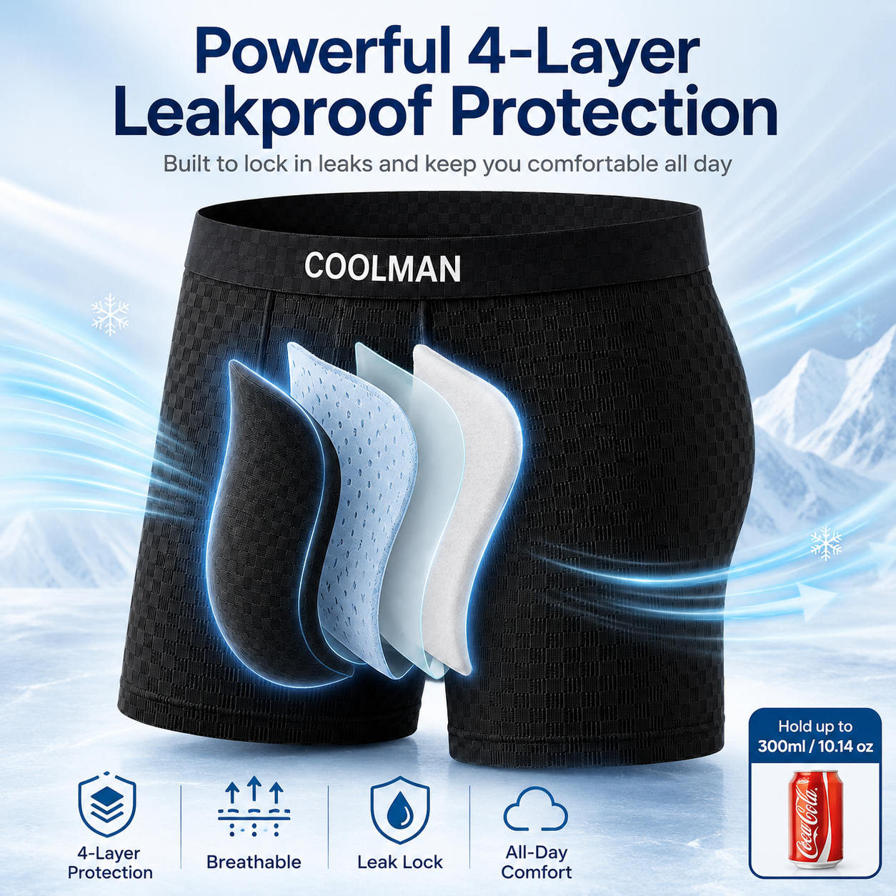 🌊 LAST DEAL 70% OFF ❄ CoolMan™ Premium Leakproof IceSilk Men's Boxer