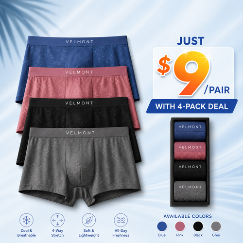 🌊 LAST DEAL 70% OFF 💥 Velmont™ Premium Leakproof Ice Silk Jacquard Men's Boxer