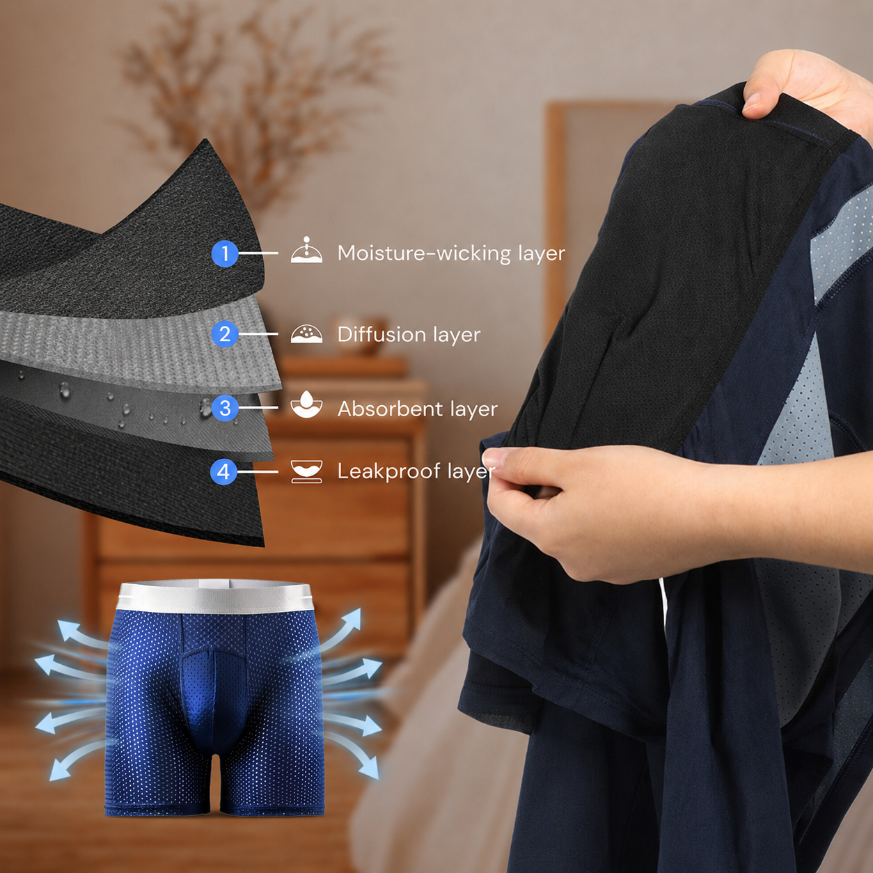 🔥 LAST DAY 70% OFF 🔥 AirFlex™ Premium Leakproof IceSilk Mesh Men's Boxer