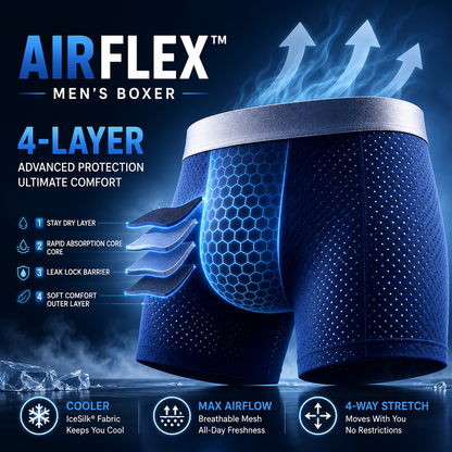 🔥 LAST DAY 70% OFF 🔥 AirFlex™ Premium Leakproof IceSilk Mesh Men's Boxer