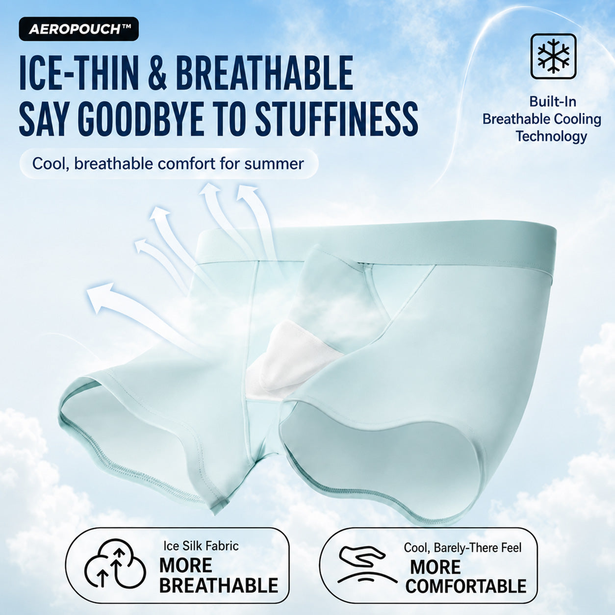 ❄️ 70% SALE OFF ❄️ AeroPouch™ 3D Open-Pouch Support Leakproof Cooling Boxer - Easy In. Secure Fit. Leakproof Comfort