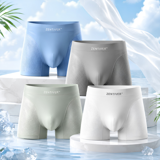 🔥 SUMMER SALE 60% OFF 🌬️ ZENTIVER™ Washable Ultra-Cooling Silk Leakproof Boxers 🍃