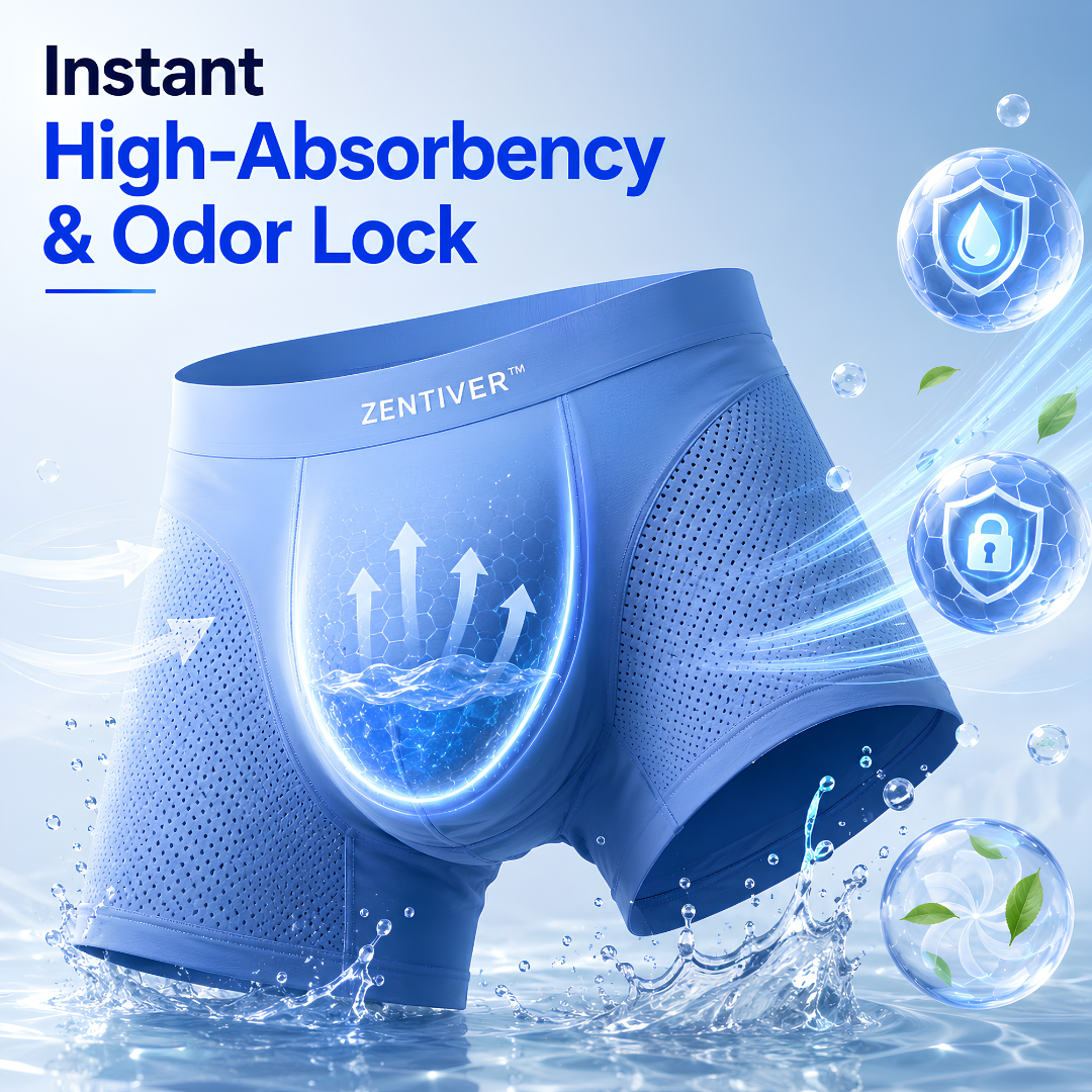 🔥 SUMMER SALE 60% OFF 🌬️ ZENTIVER™ Washable Ultra-Cooling Silk Leakproof Boxers 🍃