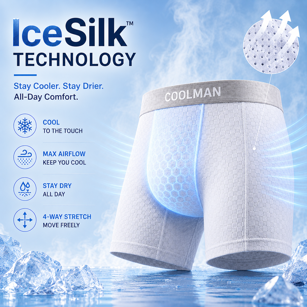 🌊 LAST DEAL 70% OFF ❄ CoolMan™ Premium Leakproof IceSilk Men's Boxer