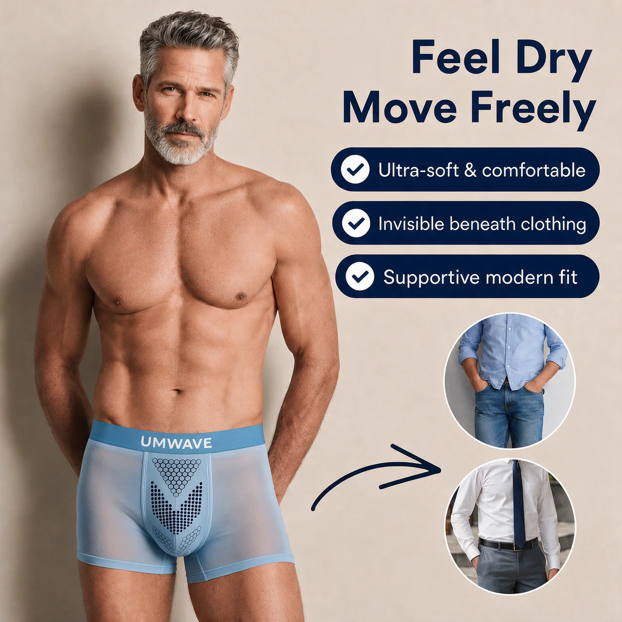 2026 UPGRADED - 60% OFF 🔥 UMWAVE™ Ultra Thin Ice Silk Leakproof Boxer