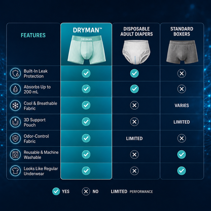💥LAST DAY 70% OFF💥DryMan™ Ultra-Light IceSilk Leakproof Support Boxer for Men