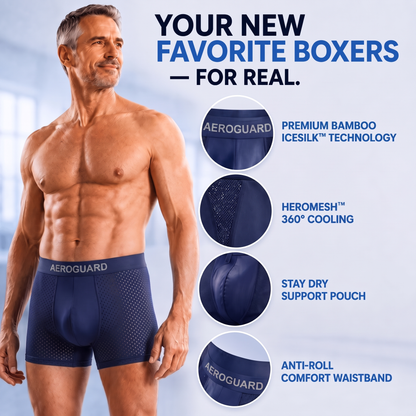 ⚡ 60% OFF TODAY | AeroGuard™ Premium Leakproof IceSilk Cooling Boxer