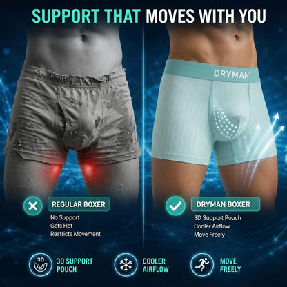 💥LAST DAY 70% OFF💥DryMan™ Ultra-Light IceSilk Leakproof Support Boxer for Men